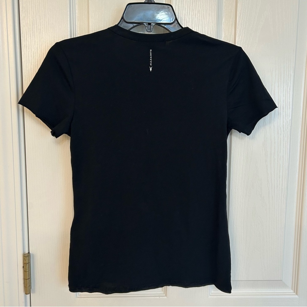 AllSaints Bela Cotton T-Shirt in Black Size XS - Picture 9 of 9